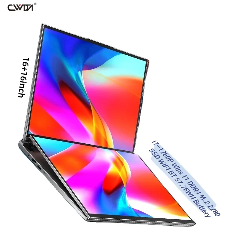 New 16 Inch Intel Core i5 i7 12th Gen Two Screen  Laptop Win11 32GB/64GB/1TB/2TB/4TB DDR4 Dual Screen Touch Laptop