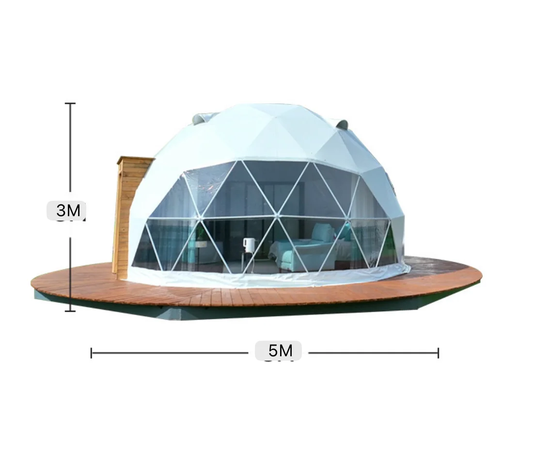 Eco-friendly PVC Half Circle Geodesic Dome Tent Prefabricated Plastic Camping Outdoor Waterproof Glamping  Hotel