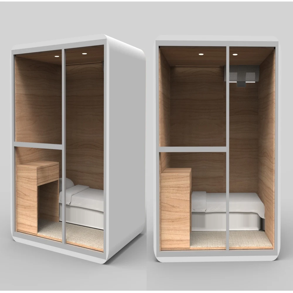 WIMI Wooden Soundproof Sleeping Bed Capsule Sleeping Pod Hotel Capsule Bed Bedroom Set Hotel Box
