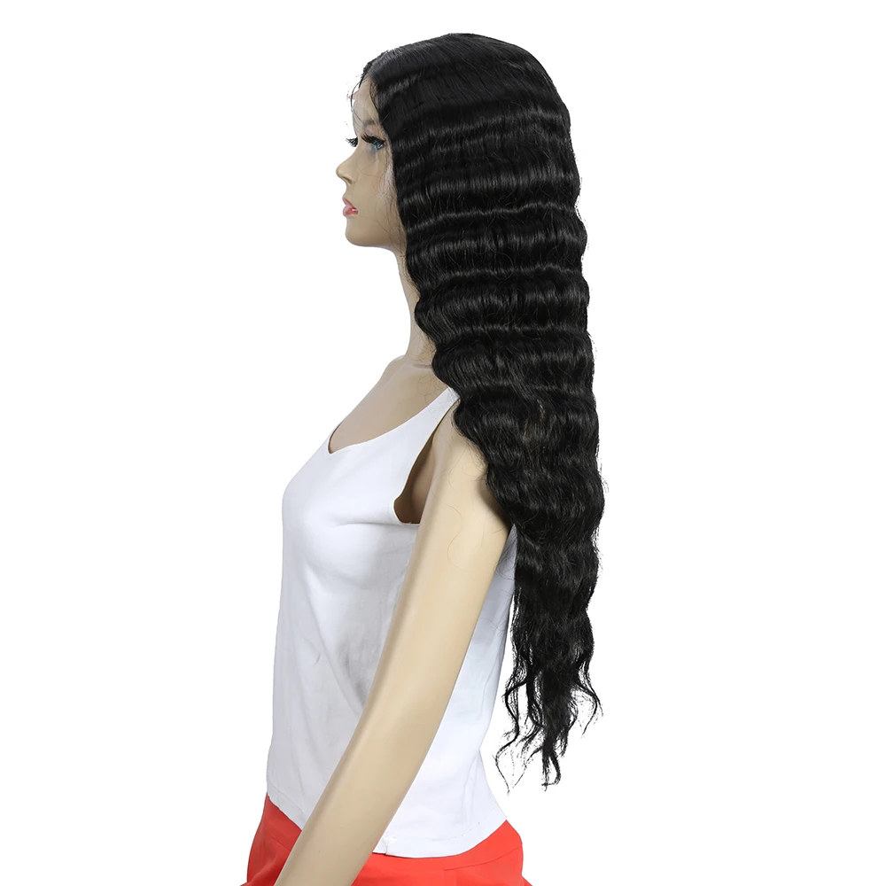 Wholesale Swiss Long 28 Inch Wavy Lace Front Wigs For Black Women Synthetic Blonde Cosplay Wig  Heat Resistant Synthetic Wigs