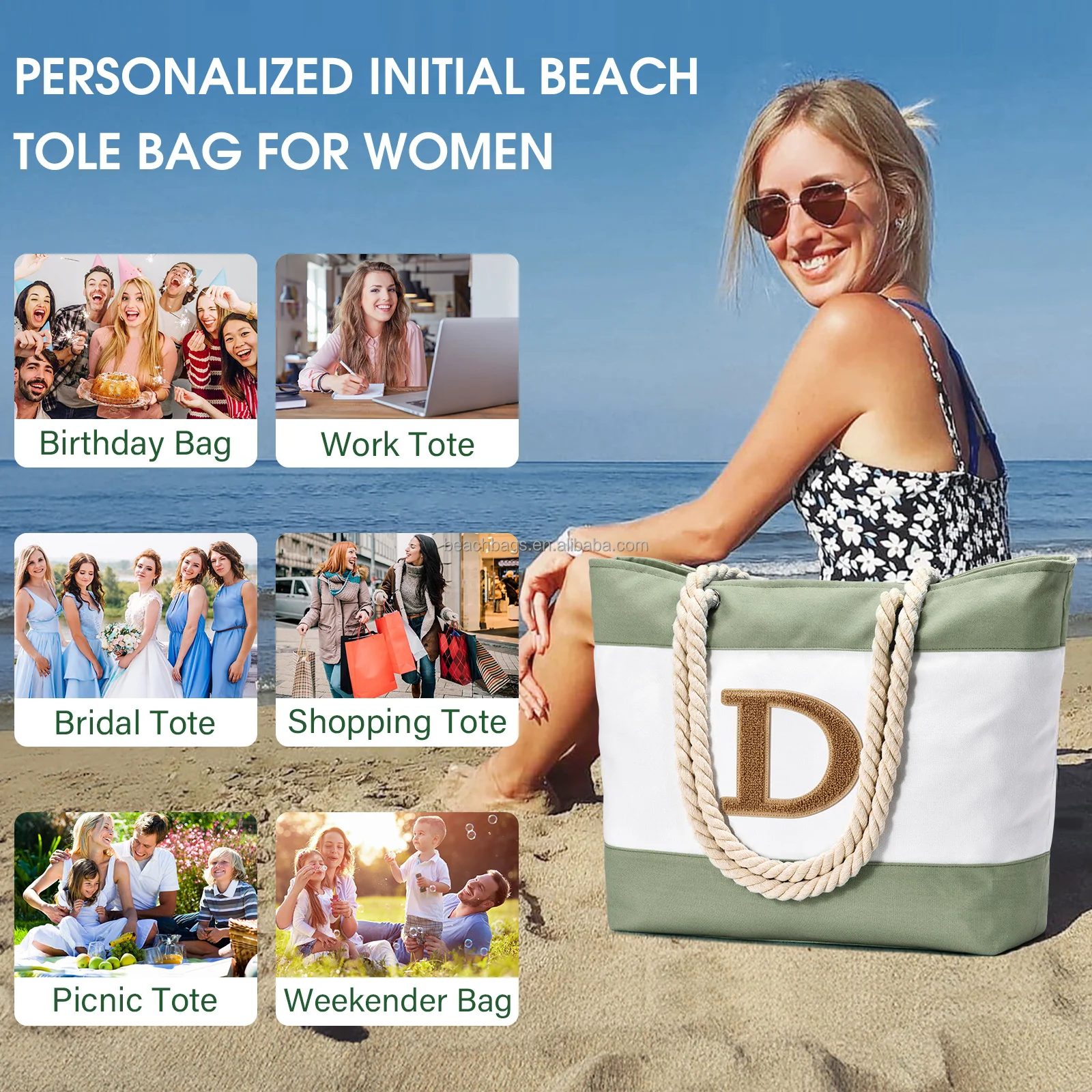 Custom Waterproof daraz shopping sac a main Sturdy Handles beach tote bag bolsos de mujer large capacity vintage beach bag