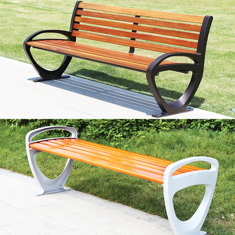 Wood substitute waterproof corrosion wpc outdoor leisure chair metal wood slats for cast iron garden bench
