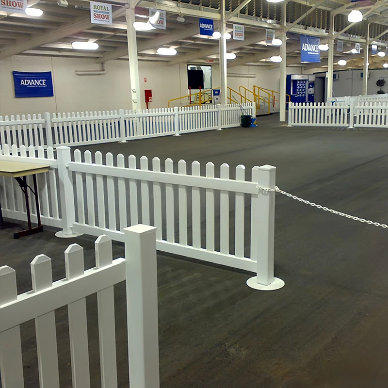 Wholesale white mobile guardrail PVC plastic steel material easy to install shopping mall parking lot isolation fence