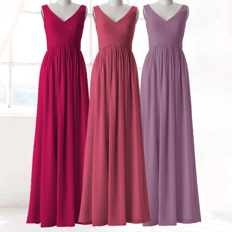 
B0010077 OEM bridesmaid gowns V-neck sleeveless A-line plus size dress for bridesmaid 