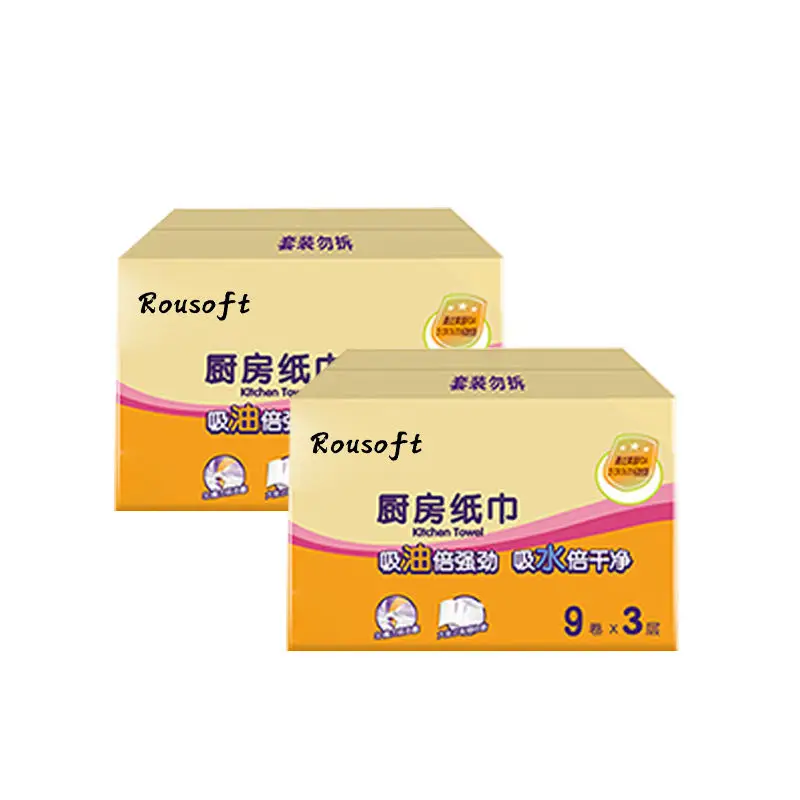 OEM Virgin Wood Pulp Soft Cheap Price Good oil Absorbent Standard Roll Kitchen Paper Towel