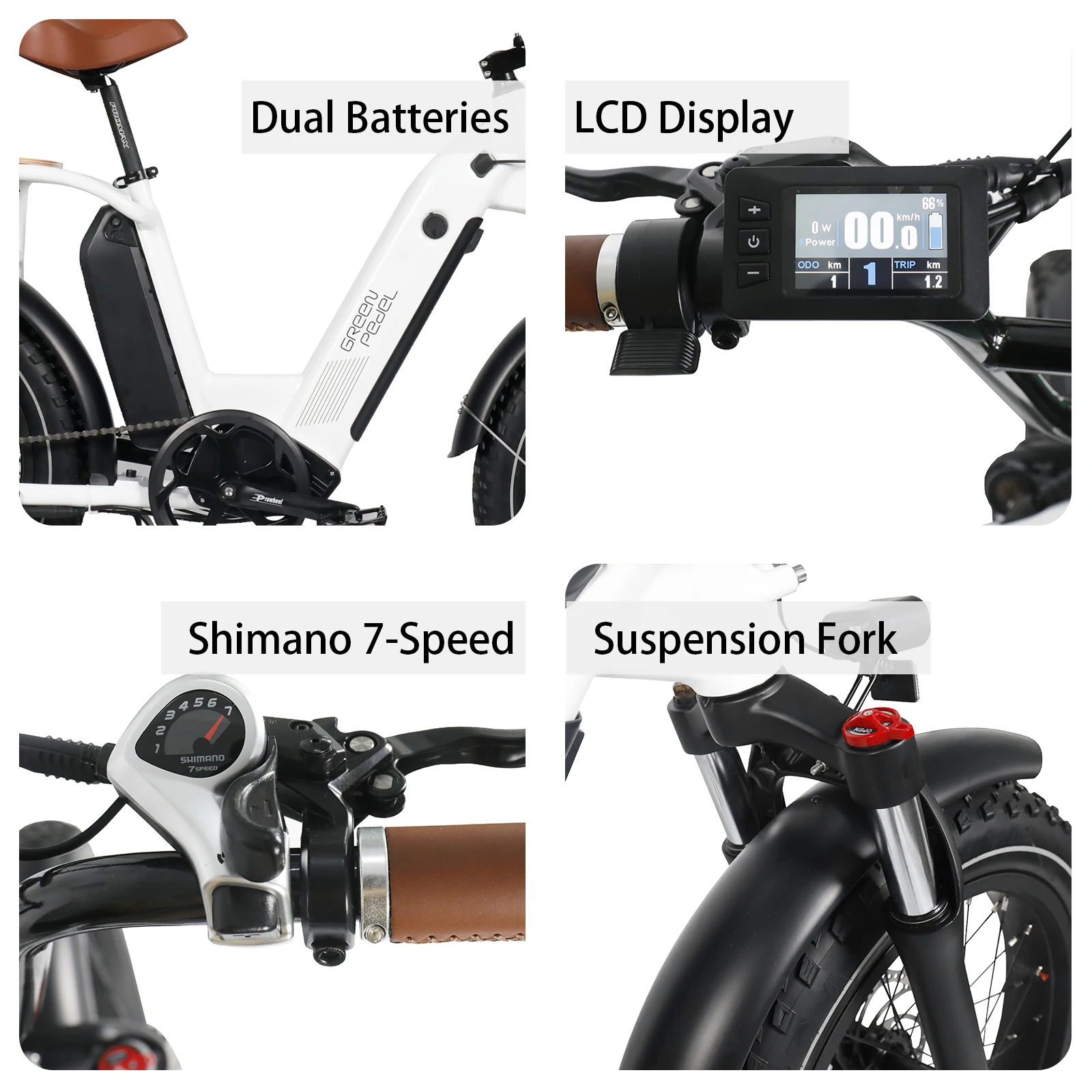 GreenPedel full suspension fat electric bicycle 48v 500w 750w long distance cargo ebike