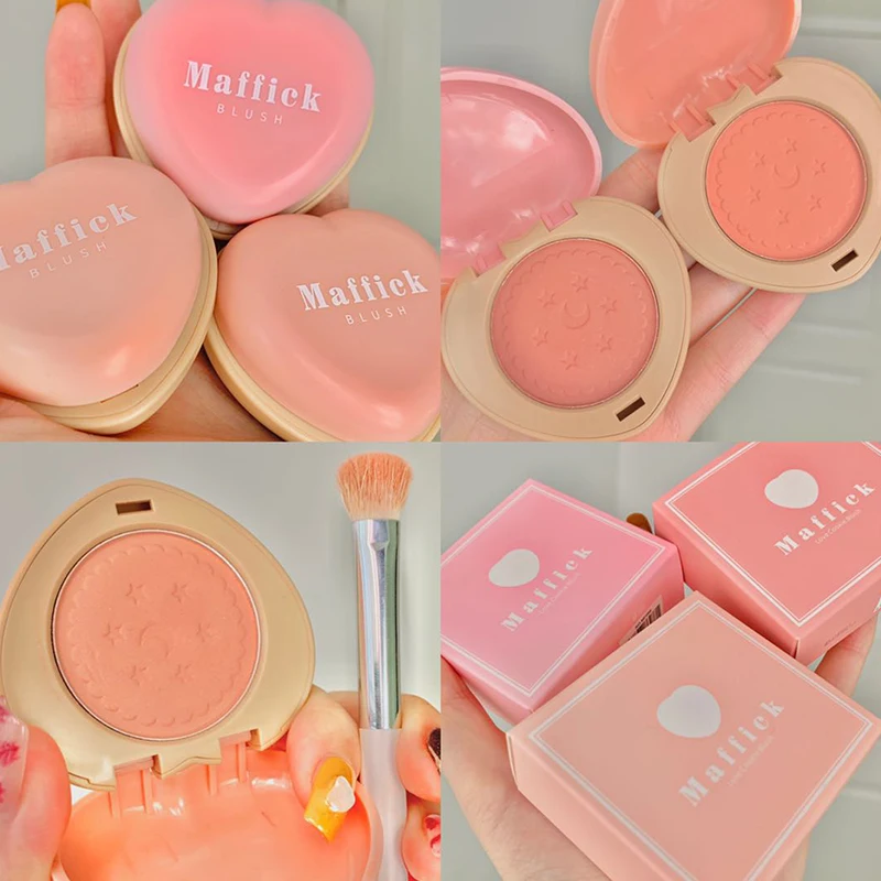MAFFICK 3 Colors Rouge Cheek Tint Mineral Pigment Blush Powder Bronzer Heart Face Cosmetics Blusher