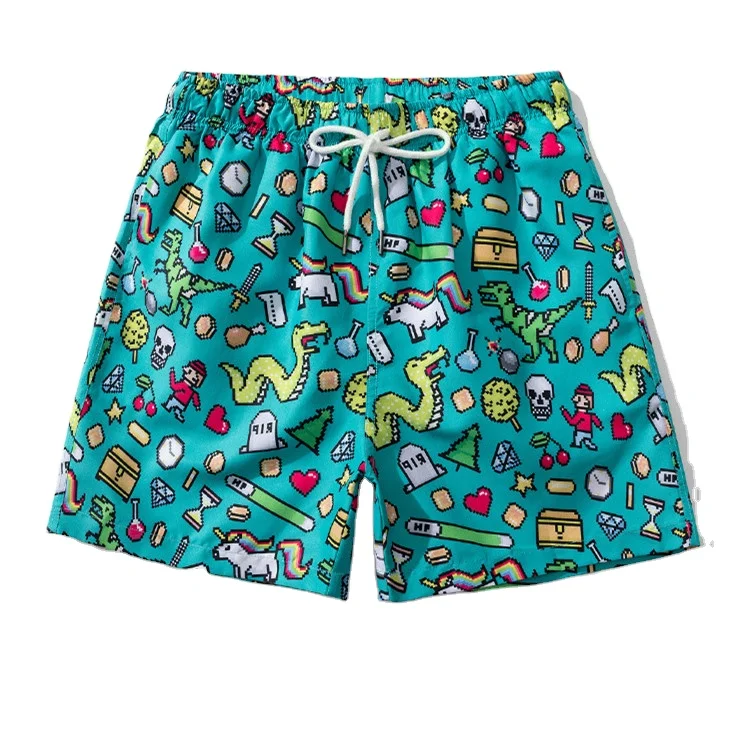 Summer new design polyester cargo custom fashion swim beach shorts quick dry printed casual mens short shorts for men