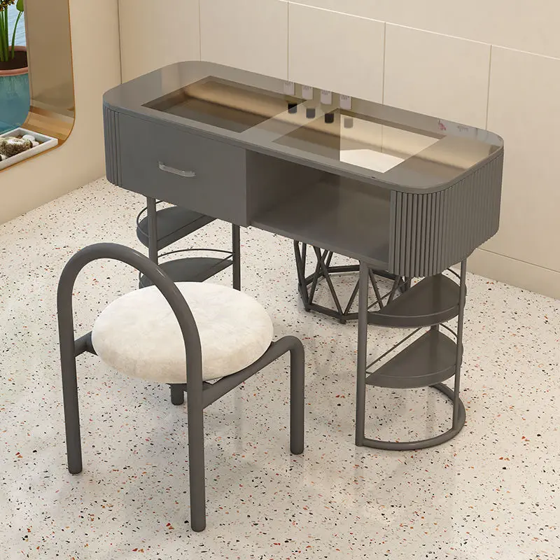 2024 YOUTAI Luxury Simple Salon Furniture Nail Table and Chair Set Manicure Nail Table