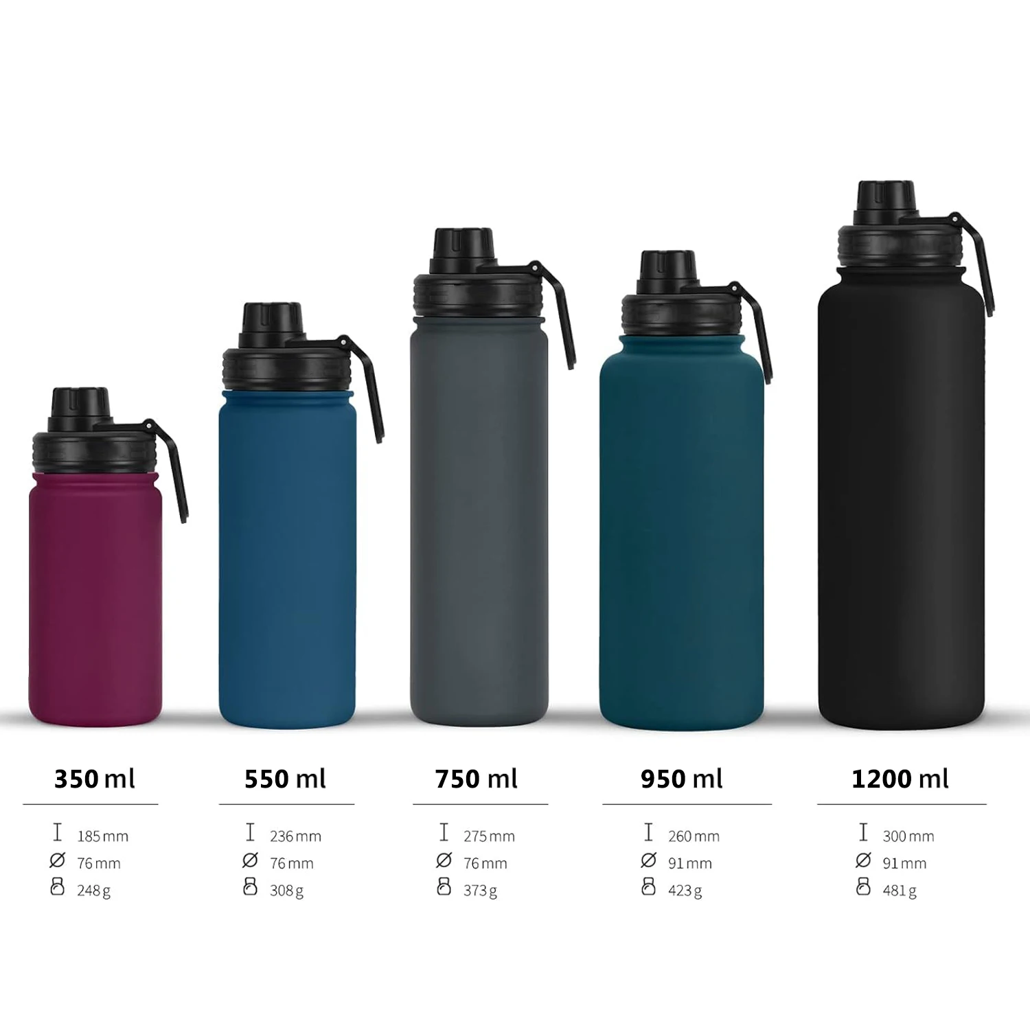 Stainless steel drinking bottle 1l  trinkflasche leak-proof BPA-free thermos bottle insulated bottle with screw cap for sports