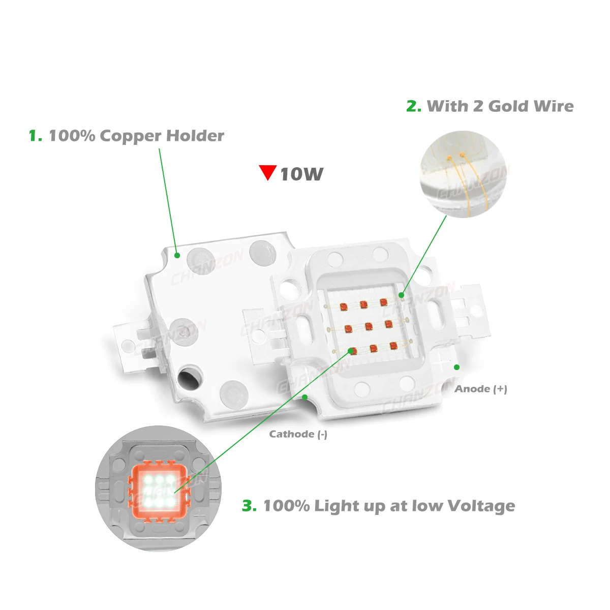 Red LED High Power LED Chip 10W (900mA) COB  Light Emitter Components Diode Red Light Lamps