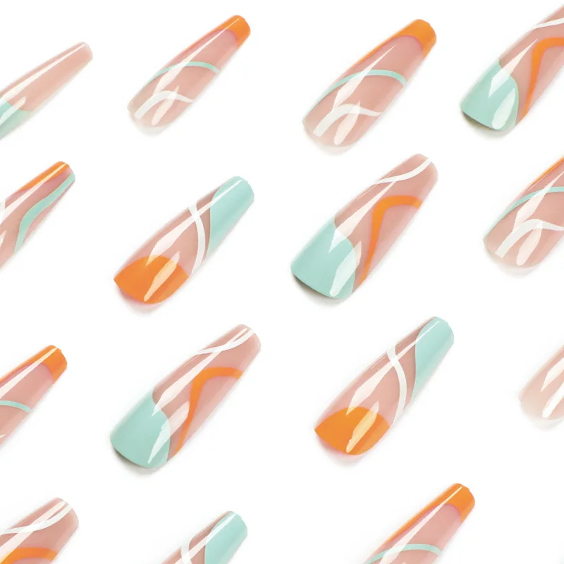 Быстрая доставка, накладные ногти в гробе балерины, долговечный искусственный пресс на ногти от производителя Oem