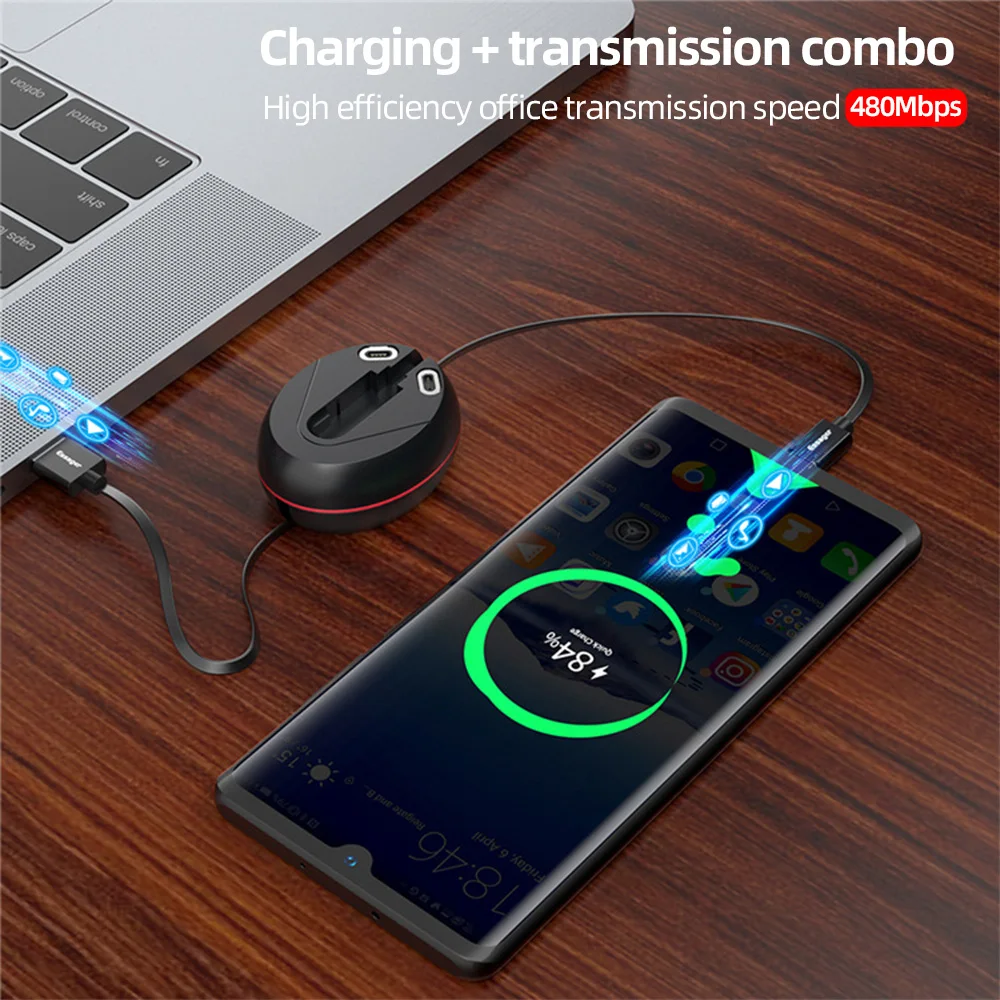 Лидер продаж кабель типа c магнитный для быстрой зарядки 3A телескопический USB-кабель телефона совместимый с micro usb/type-c/I-product