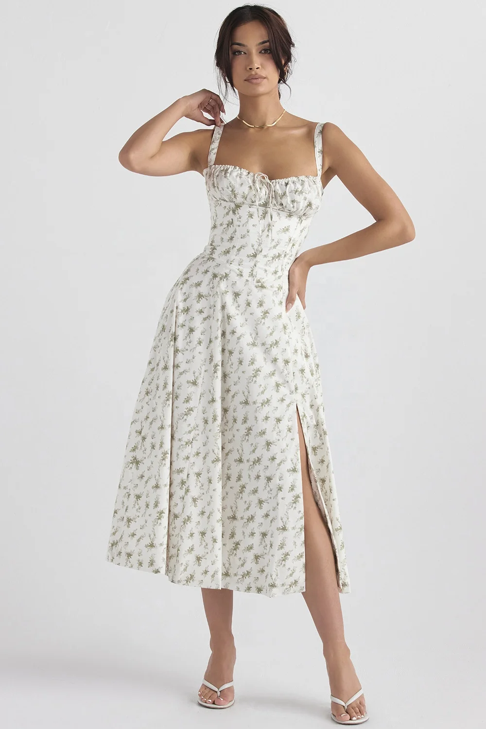 OEM/ODM Plus Size Lady Spring Summer Dress Floral Print Halter Long Dresses Casual Bohemian Sleeveless Women Beach Party Dress