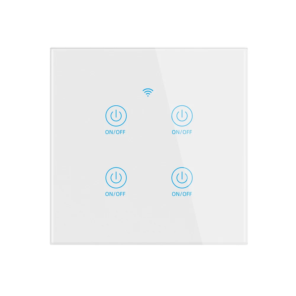 86x86mm Tuya 4 Gang 2.4GHz Wifi Touch Wall Switch Smart Electric Switches