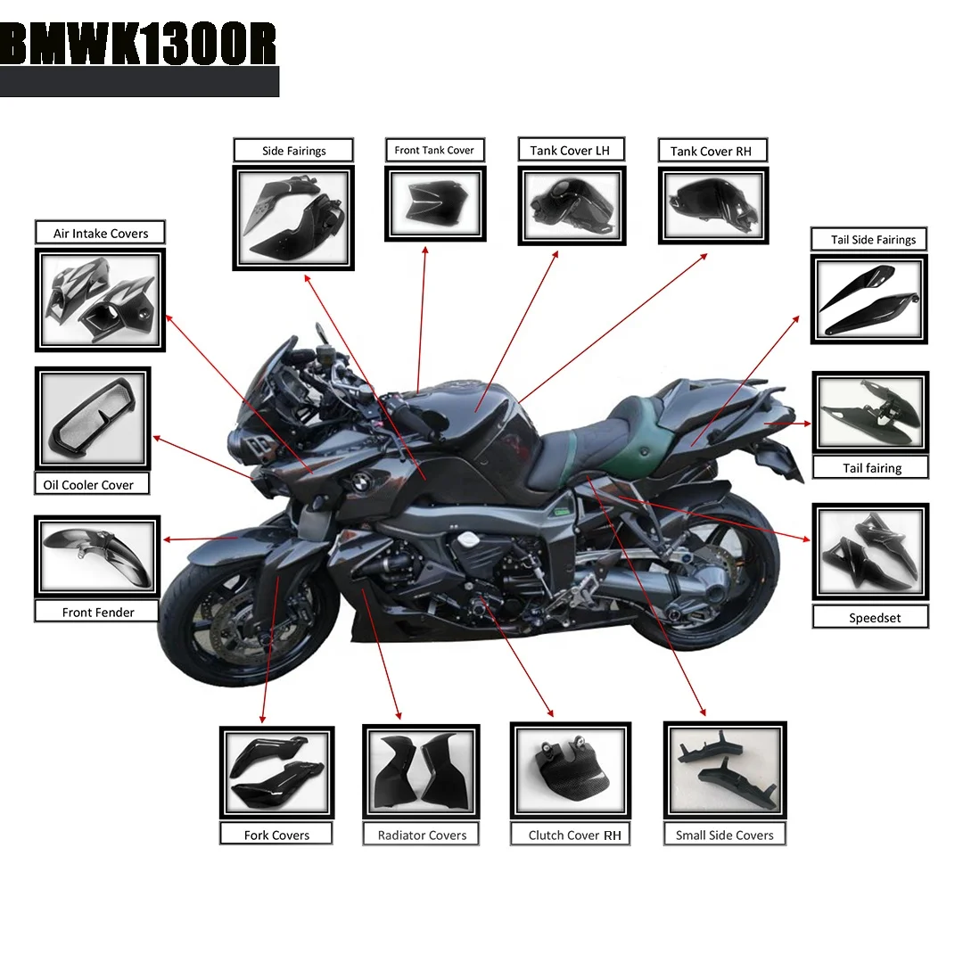 Quality carbon fiber motorcycle parts full set carbon fiber fairings bodywork for BMW K1200R 1300R