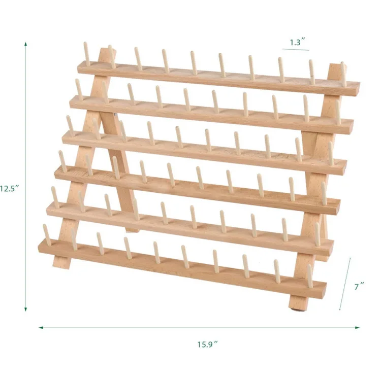 Wooden Holder For Storing Needles and Threads 60-spool Thread Rack Household Wooden Wire Racks