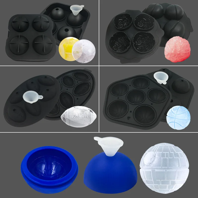 Creative basketball shaped ice cube self-made ice box 4 hockey silicone mold