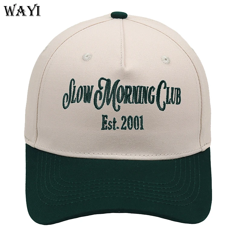 Custom Two Tone Vintage Canvas Snapback Hat Men Women Funny Adjustable D107 Trucker Baseball Cap Hand Embroidery Waterproof