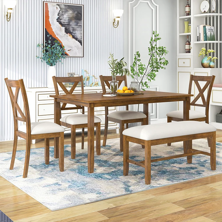modern dinning room furniture wood kitchen restaurant tables and 6 chairs sets wooden dining table set with chair for 6 seater