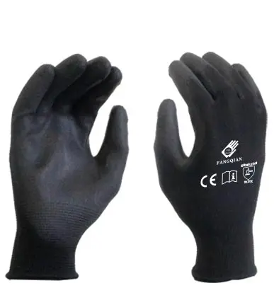 FQGLOVE 13 г нейлон и полиэстер с покрытием черный PU перчатки