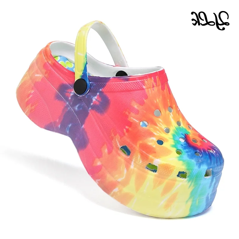 USA fashion Slatform tie dye EVA clog lady woman girl garden shoe beach sandal sliSSer manufacturer China  custom
