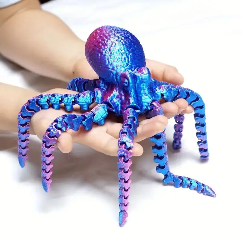 Hot Sale 3D Printed Octopus Toy 3D Printed Articulated Octopus Fidget Toys for Kid Flexible Crystal Octopus Toys