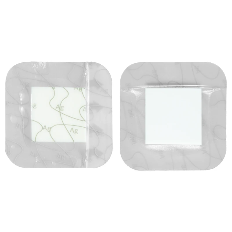 Manufacturer Custom Medical Silver Adhesive Wound Dressing Band-Aid Style Ag Foam Self-Adhesive Dressing Prevent Wound Infect