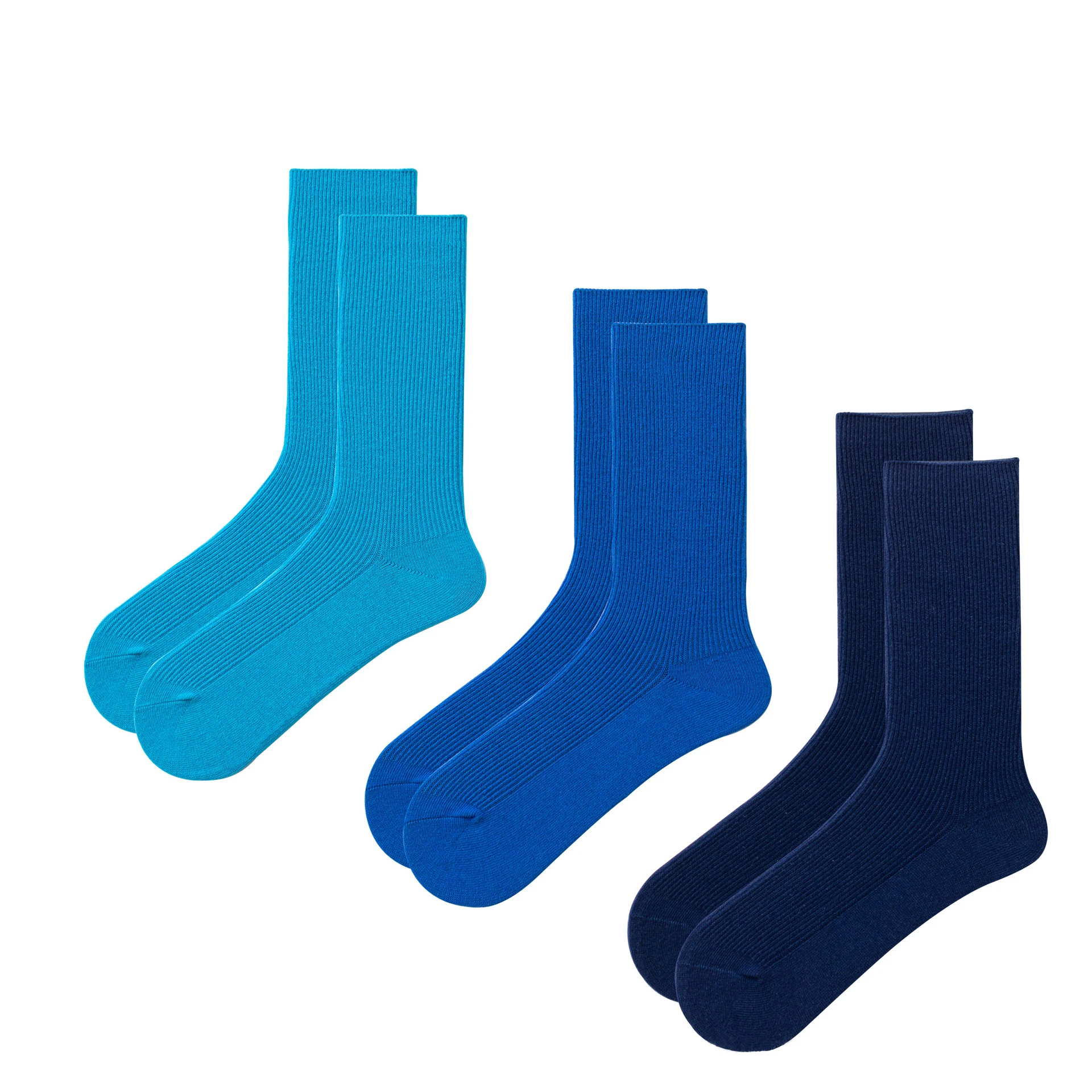 Casual colorful solid colors soft breathable girl tube socks klein blue knitted cotton ankle women socks