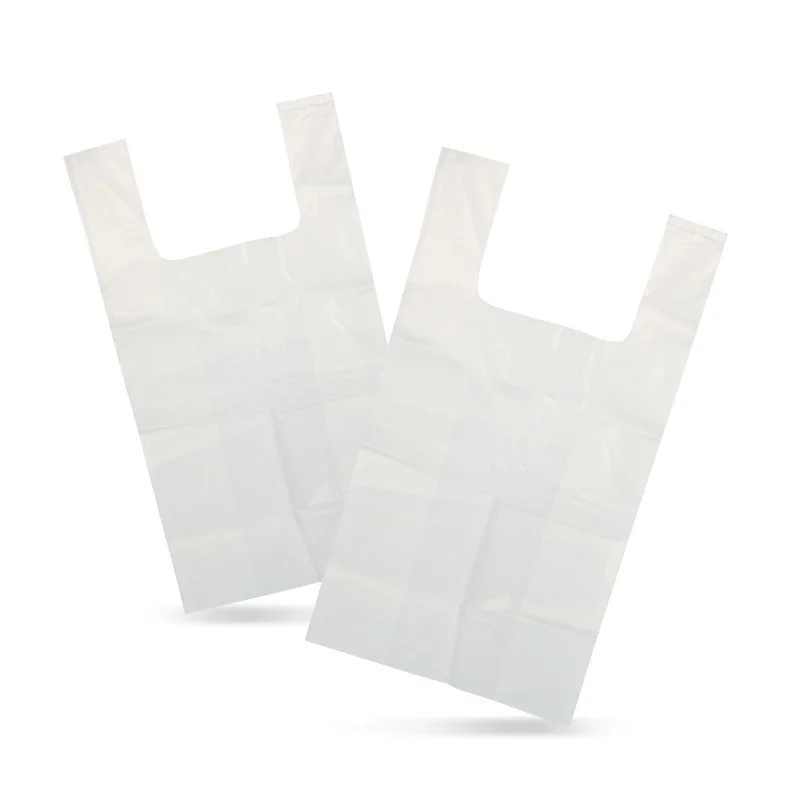 OEM PE PVC recyclable PLA PBAT corn starch biodegradable plastic vest carry bag grocery t-shirt shopping bags