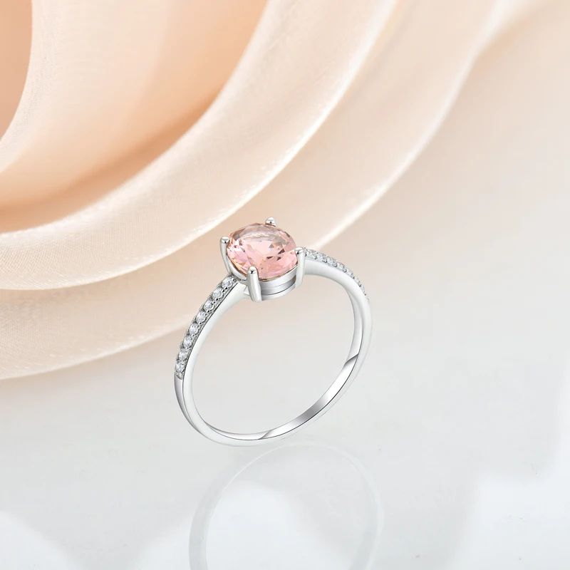 High Quality Zircon Ring Women 925 Sterling Silver diamond ring with big oval pink stone La bague. for engagement wedding