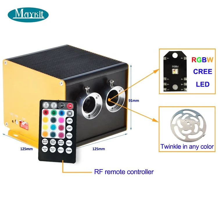 App Control RGBW Twinkle 600pc Star Ceiling Kits Fiber Optic Star Sky Ceiling Light for Home Theater