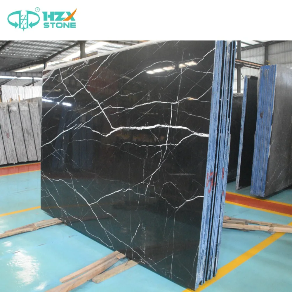 HZX Manufacturers Direct Sale Natural Black Marble Nero Marquina Marble Slabs Polished With White Veins For Interior Wall Floor