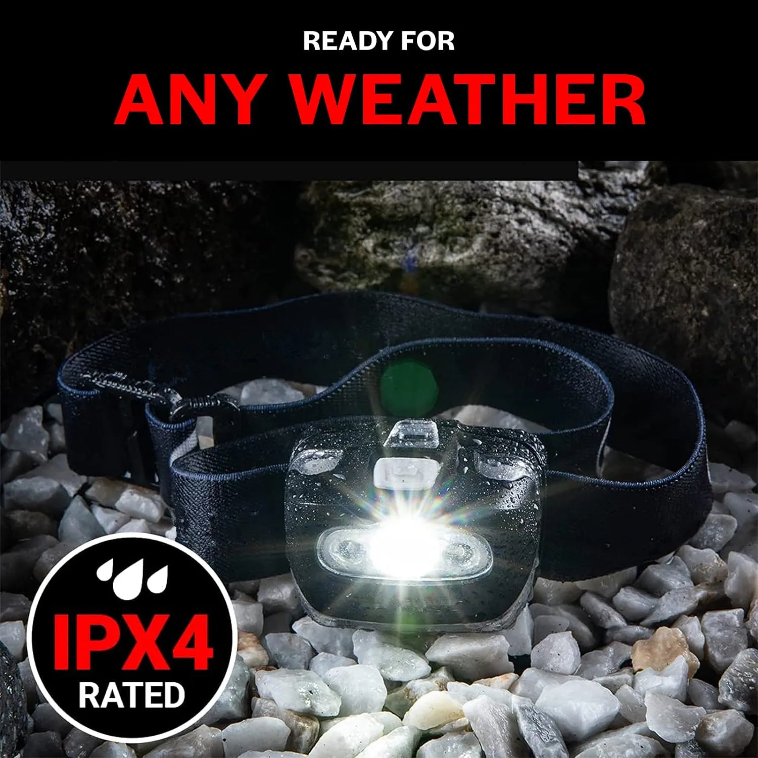 LED Rechargeable Headlamp Bright Head Lamp with 7 Modes and White Red Light, Waterproof Forehead Flashlight for Outdoor Camping
