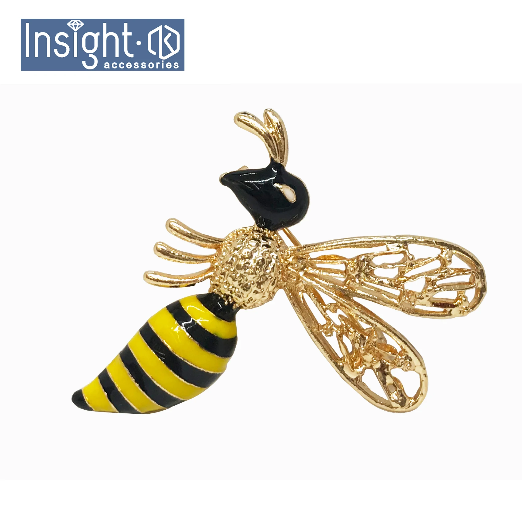 Hot Sale Embellishment Jewelry Fashion Insect Enamel Brooch Bee Rhinestone and Pearl Brooch For Suit