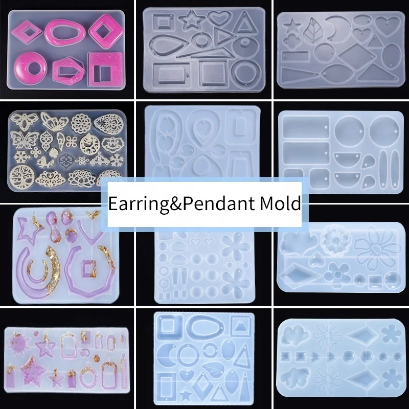 DM382 Handmade Eardrop Necklace Casting Mold Epoxy Resin Earring Pendant Silicone Mould Jewelry Making