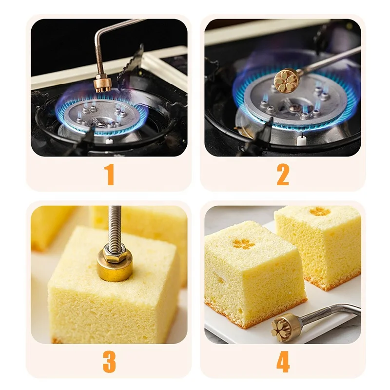 Brass Baking Cake Branding Metal Logo Stamp Bread Hot Stamping Mold Wood Hamburger Cake Mold Stamp With Customized Logo