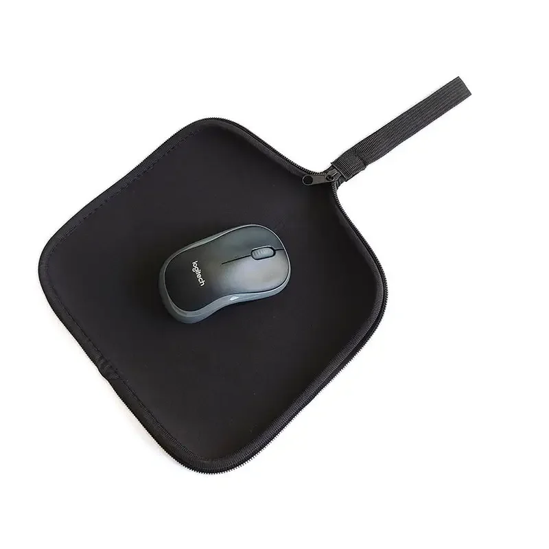 Laptop Cord Cable Accessory Pouch with Extra Rolled Up Travel Mouse Pad /Neoprene Pouch Also Unzips Flat Into Mouse Pad.