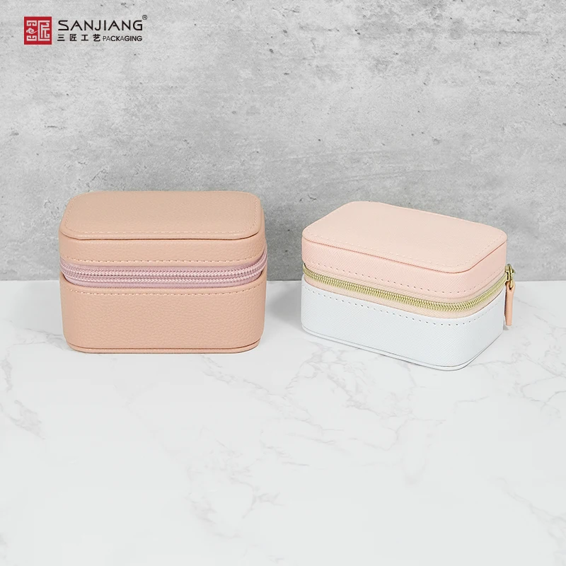 Custom Portable Mini Travel Luxury Jewelry Case Organizer Necklace Ring Earring Bracelet Handmade Jewelry Box with Zipper