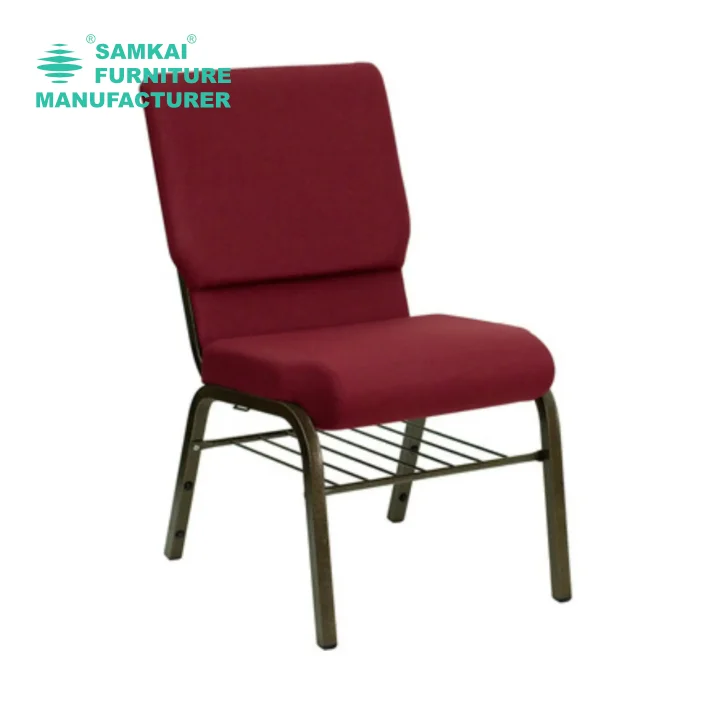 SK-YHY-E001 Quality Metal Stackable Church Chairs with Comfort Padding Interlocking Design for Worship Auditoriums USA Wholesale
