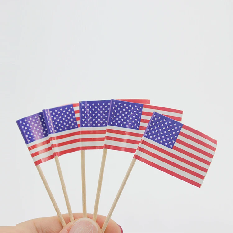Factory Direct Supply Food Toothpick Flag Small Wooden Cocktail Toothpick Flag Decorative Flags