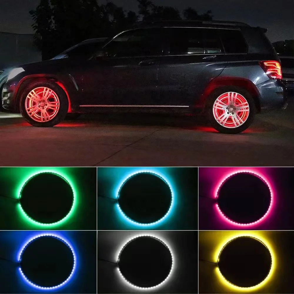 Other Car Light Accessories Color Changing Light RGB Ring  4pcs one Kit With App Control Led Logo Car Wheel Lights