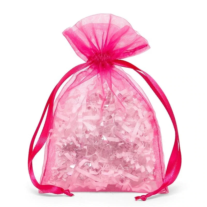 Best Seller 100PCS/Pack 9x12cm Premium Quality Organza Gift Drawstring Pouches in Stock