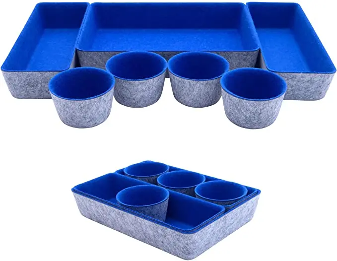 Custom felt desk organiser home office felt drawer divider organizer storage bin desk organiser