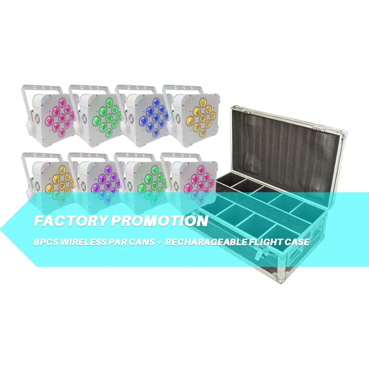 
Hot-Sale Wedding 9 18w RGBWA UV Battery Powered Wireless Slim Uplight Par LED 