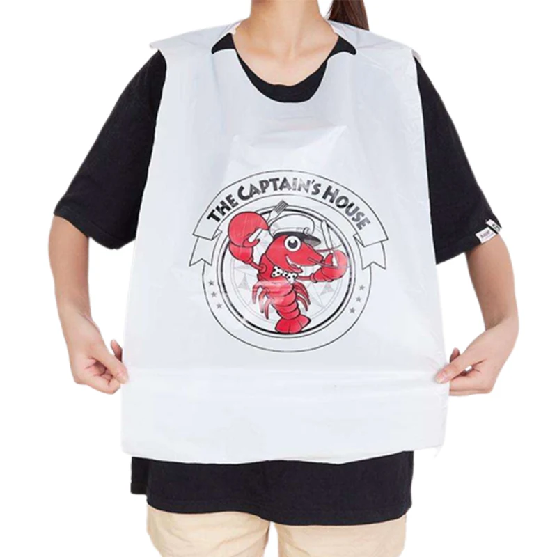 Plastic Bibs Manufacturer Customized Waterproof Plastic Back Bibs Crab Lobster Funny Adult Bibs For Sea Food Restaurant