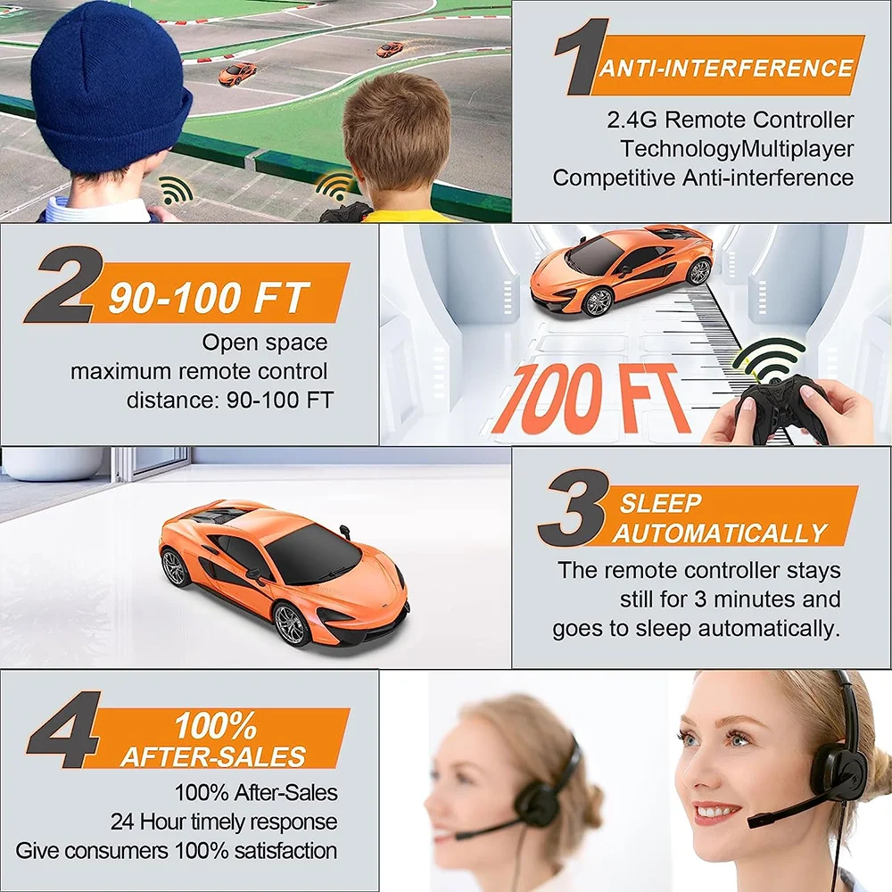 1:24 Scale 2.4G Racing Remote Control Model Vehicle Mclaren 570s Official Licensed Kids Toy RC Sport Car Hobby w/ Headlight