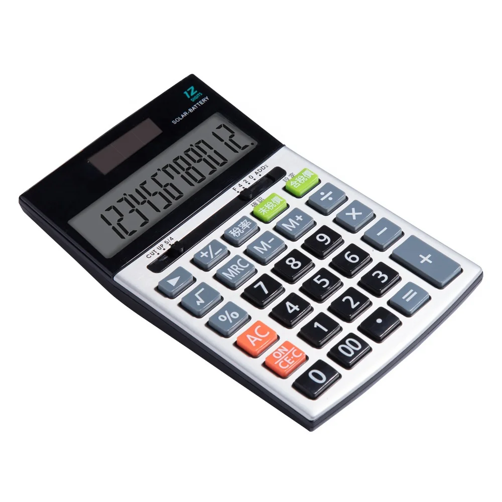 Factory Supply Original 12 Digit Desk Solar Energy Aa Battery Desktop Office Financial Calculator