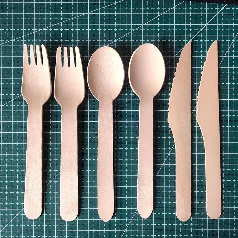 Natural biodegradable bulk birch wood spoon/forks/knives disposable wooden cutlery
