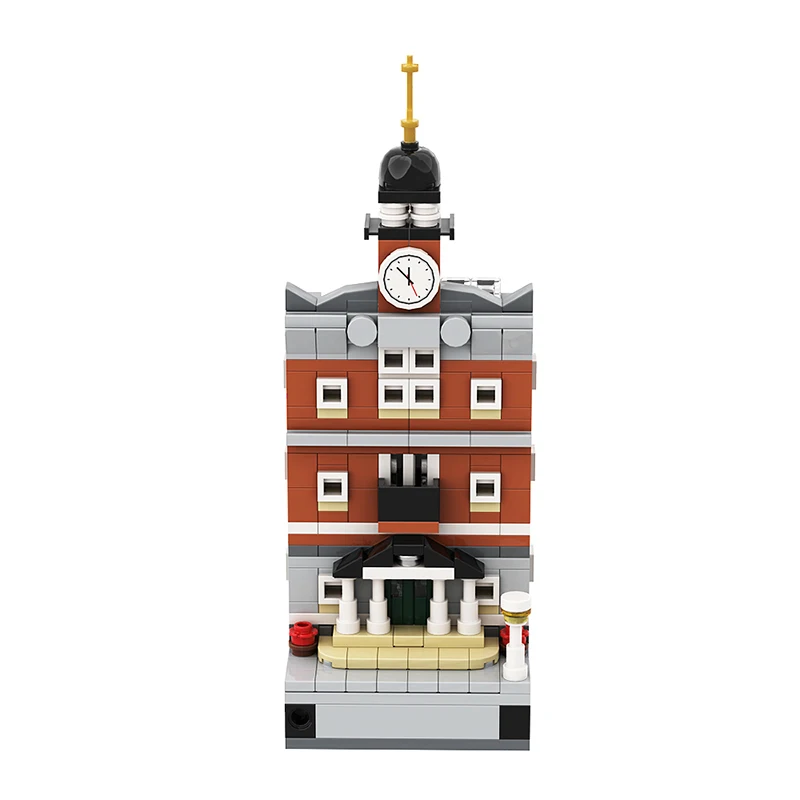 GoldMoc Street View Architecture Town Hall 10224 MOC-145902 Microscale Town Hall 8x8 Model Building Kits Blocks Bricks Toys